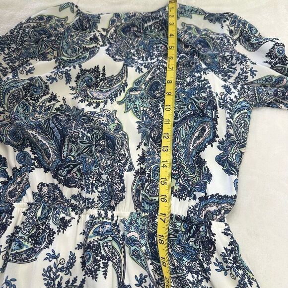 DR2 Women's M Long Sleeve Cold Shoulder Dress Blue Paisley Bohemian Western‎ - Picture 11 of 12